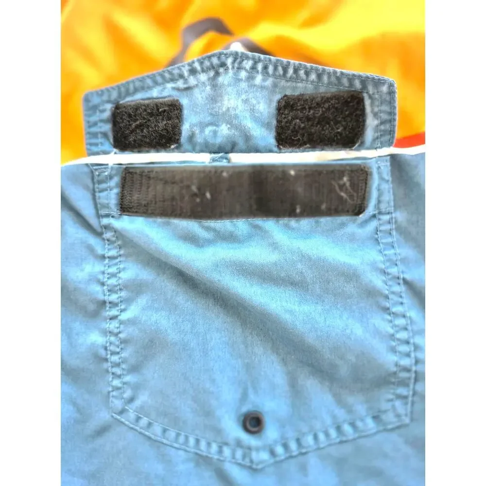 Quiksilver Mens Board Shorts Swim Trunks Sz 34 Colorful Orange Blue Logo Pocket